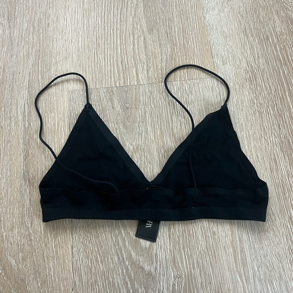 Zara Seamless Black Triangle Bra NEW - Picture 3 of 5